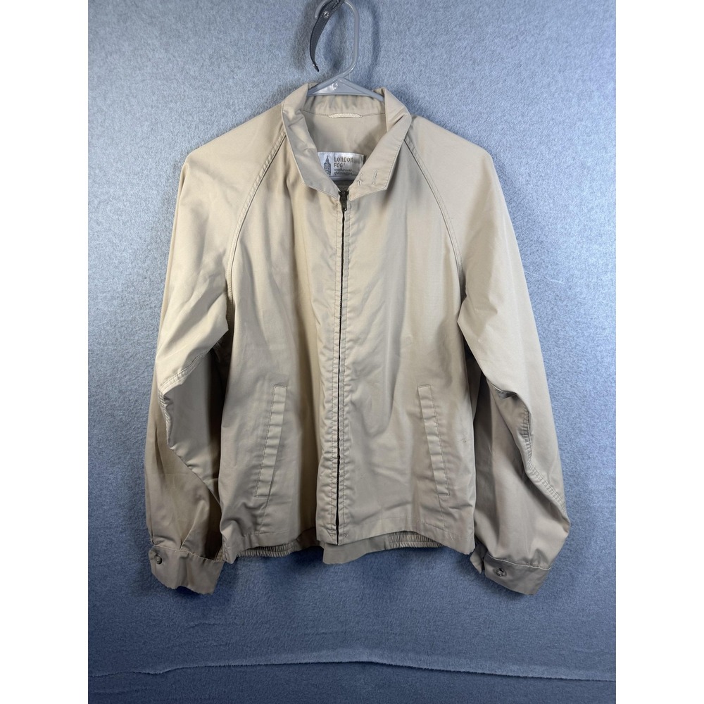 Vintage London Fog Jacket Mens 38 Beige Harrington Windbreaker Elastic Waist